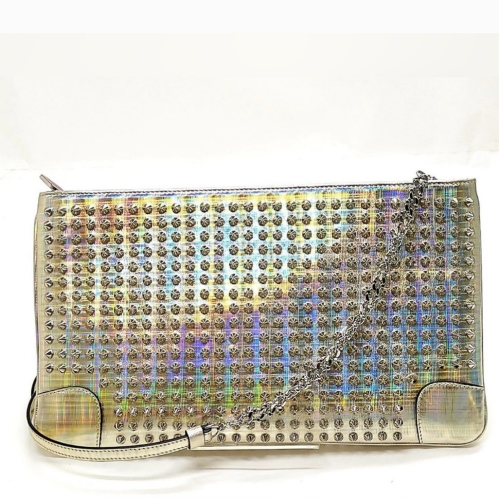 CHRISTIAN LOUBOUTIN Metallic Leather Spiked Sling Bag